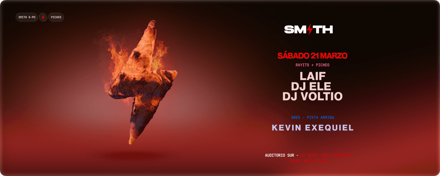 imagen del evento: PICHEO X SMITH 28/3 ❤️‍🔥