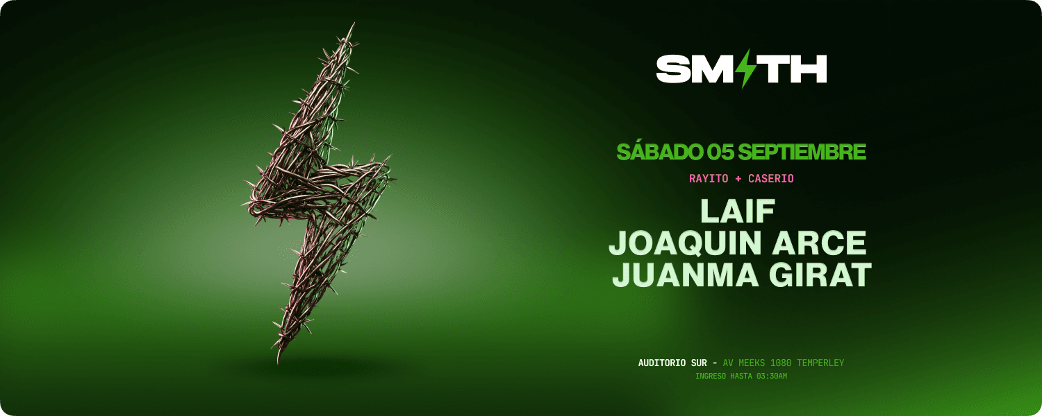 imagen del evento: SMITH X CASERIO | SABADO 5/9 🥷🏼⚡